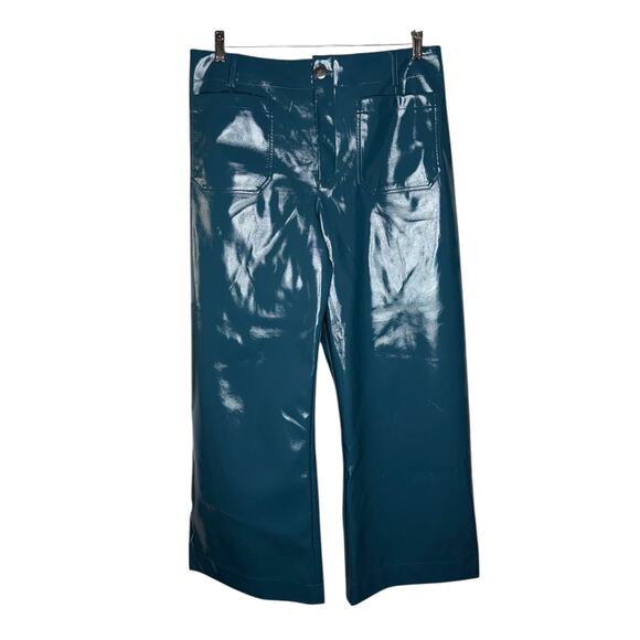 NWOT Maeve Anthropologie The Colette Blue Faux Leather Pants Size 32 Boho Rare - Picture 4 of 12